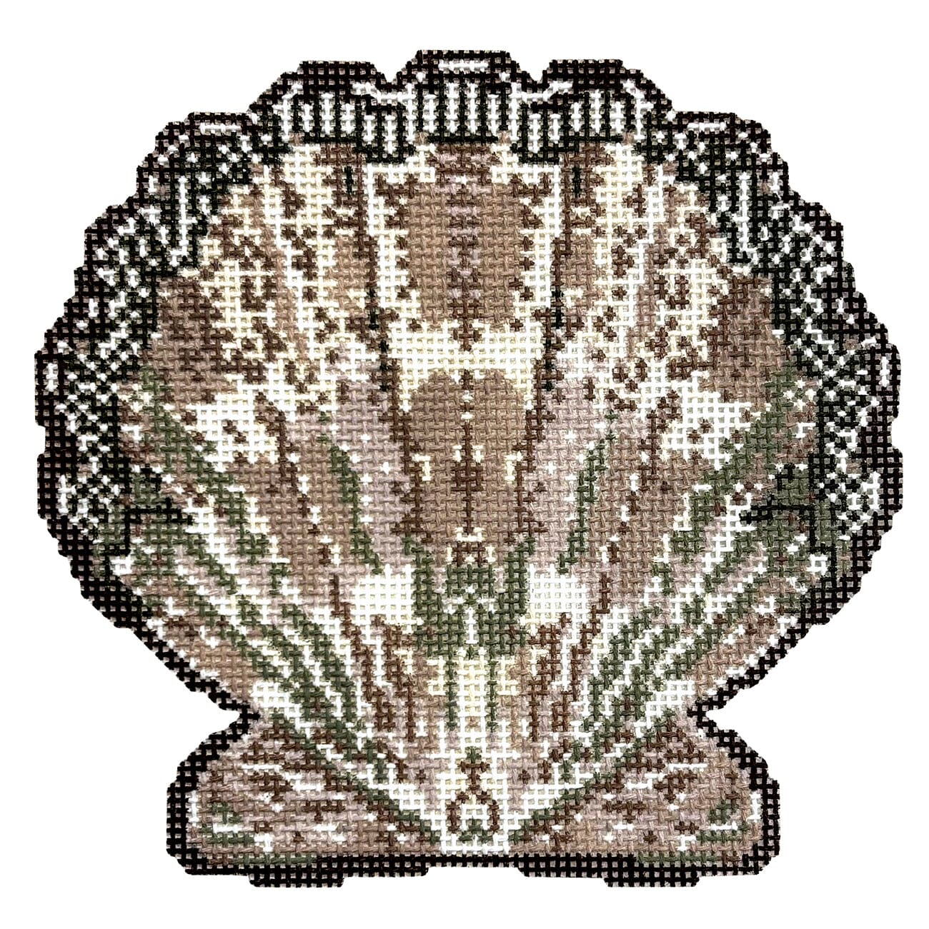 Scallop Ornament   Brown Painted Canvas Thorn Alexander  - 1