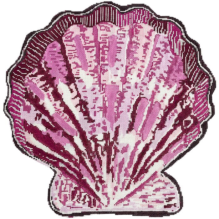 Scallop Pillow Pink Painted Canvas Thorn Alexander  - 1