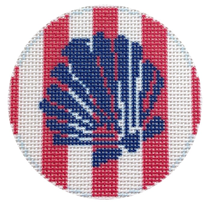 Scallop Shell Stencil Round 3" Printed Canvas Two Sisters Needlepoint 