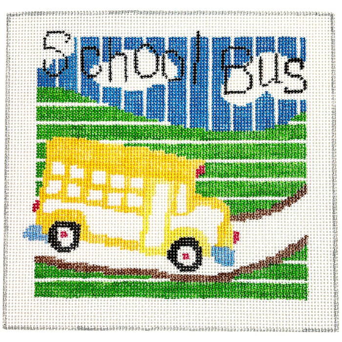 School Bus 8"   Children's Collection Painted Canvas Jean Smith 
