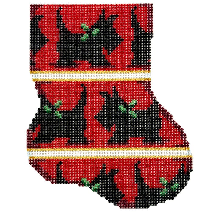 Scottie Repeat Mini Sock Printed Canvas Two Sisters Needlepoint 
