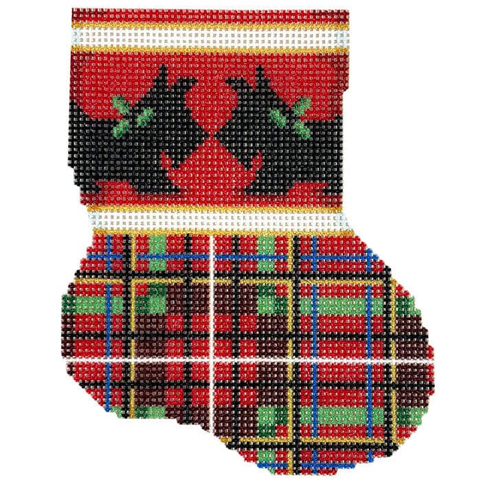 Scottie/Plaid Mini Sock Printed Canvas Two Sisters Needlepoint 