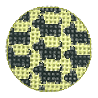 Scottish Terrier Repeat Round Painted Canvas Mopsey Designs 

