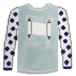 Scroll on Light Blue Sweater Painted Canvas Kristine Kingston 
