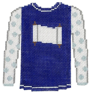 Scroll on Royal Blue Sweater Painted Canvas Kristine Kingston 
