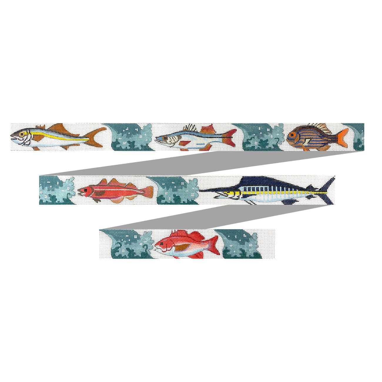 Sea Spray Fish Belt Painted Canvas The Meredith Collection  - 1