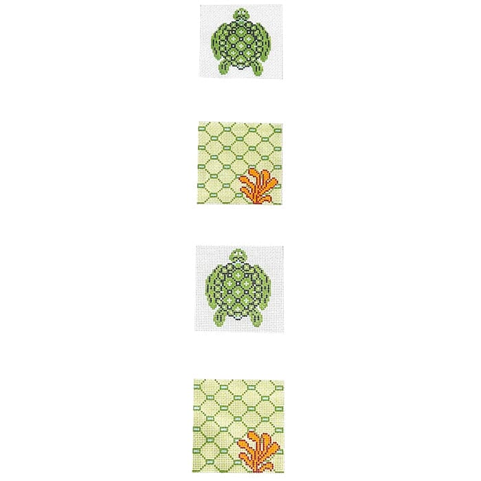 Sea Turtle Coaster Strip Painted Canvas J. Child Designs 