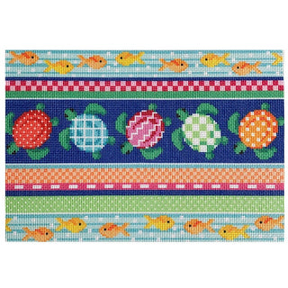 Sea Turtle Collage Clutch Printed Canvas Two Sisters Needlepoint 
