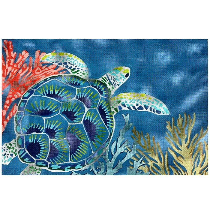 Sea Turtle Garden Painted Canvas CBK Needlepoint Collections 