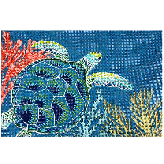 Sea Turtle Garden Painted Canvas CBK Needlepoint Collections 

