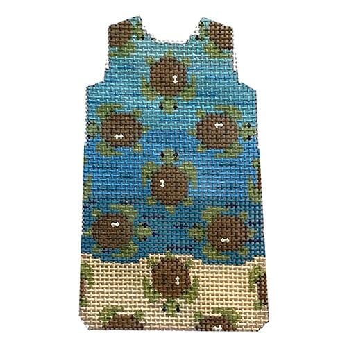 Sea Turtle Party Mini Shift Printed Canvas Two Sisters Needlepoint 
