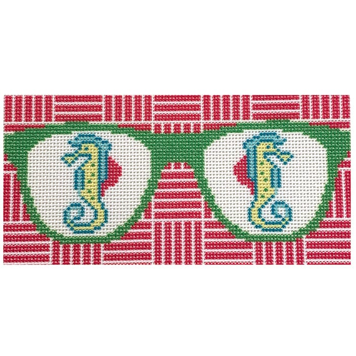 Seahorse Eyeglass Case Printed Canvas Two Sisters Needlepoint 