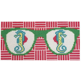 Seahorse Eyeglass Case Printed Canvas Two Sisters Needlepoint 
