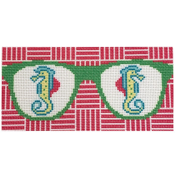 Seahorse Eyeglass Case Printed Canvas Two Sisters Needlepoint 
