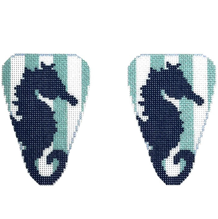 Seahorse Stencil Scissor Case Printed Canvas Two Sisters Needlepoint 
