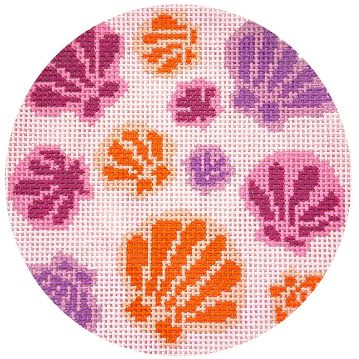 Seashell Coaster 4" Round Painted Canvas Atlantic Blue Canvas  - 1