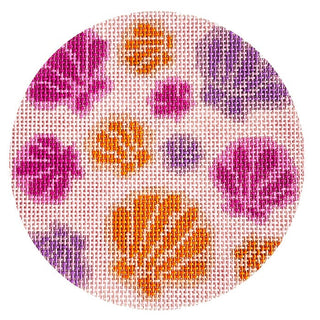 Seashell Coaster 5.5" Round Painted Canvas Atlantic Blue Canvas 

