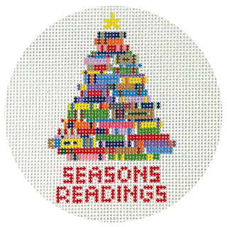 Seasons Readings Round Painted Canvas Wipstitch Needleworks 
