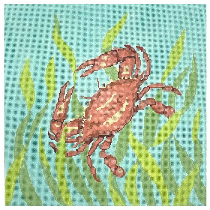 Seaweed Crab 13x13 Painted Canvas Susan Roberts Needlepoint Designs Inc. 
