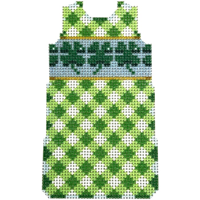 Shamrocks/Gingham Mini Shift Printed Canvas Two Sisters Needlepoint 
