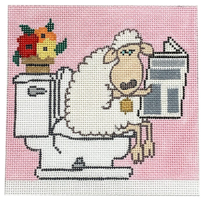 Sheep Sit Painted Canvas Vallerie Needlepoint Gallery  - 1