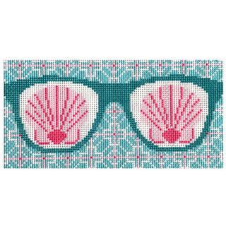 Shells Eyeglasses Case Printed Canvas Two Sisters Needlepoint 
