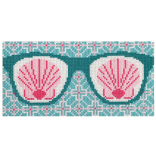 Shells Eyeglasses Case Printed Canvas Two Sisters Needlepoint 