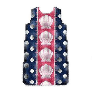 Shells/Dots Mini Shift Printed Canvas Two Sisters Needlepoint 
