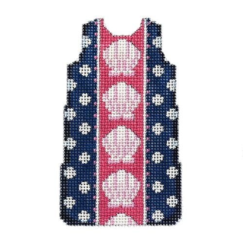 Shells/Dots Mini Shift Printed Canvas Two Sisters Needlepoint 
