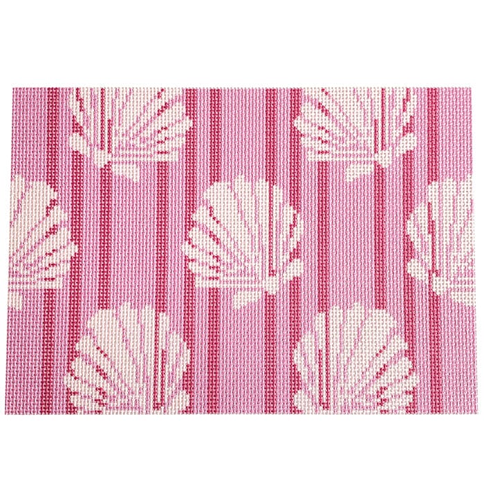 Shells/Stripes Clutch/Pink Printed Canvas Two Sisters Needlepoint 