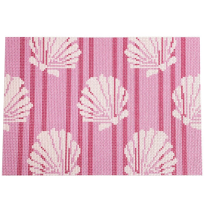 Shells/Stripes Clutch/Pink Printed Canvas Two Sisters Needlepoint 

