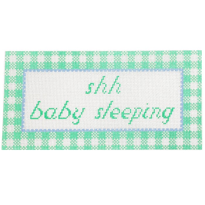 Shh Baby Sleeping Green Gingham - 1