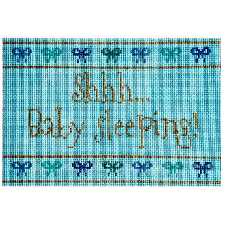 Shhh... Baby Sleeping! Blue Painted Canvas Stitch Rock Designs 

