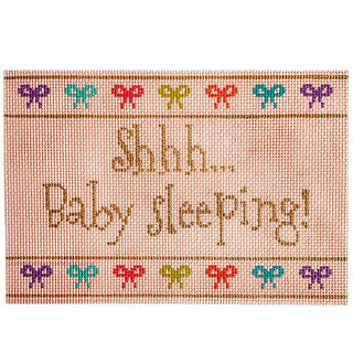 Shhh... Baby Sleeping! Pink Painted Canvas Stitch Rock Designs 
