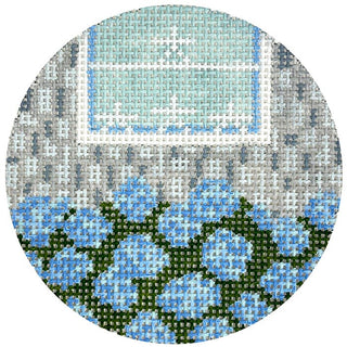 Shingles and Stars Round   Blue Painted Canvas The Gingham Stitchery 
