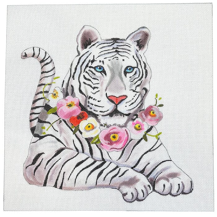 Siberian Tiger with Floral Collar Painted Canvas Colors of Praise 