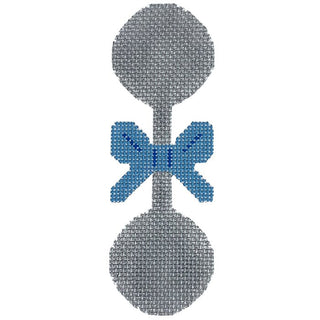 Silver Rattle Blue Painted Canvas SilverStitch Needlepoint 
