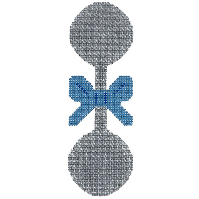 Silver Rattle Blue Painted Canvas SilverStitch Needlepoint  - 1