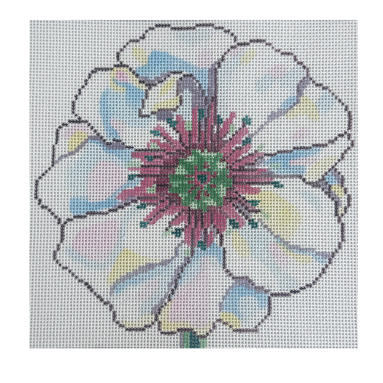 Simple Flowers 8" White Poppy Painted Canvas Jean Smith  - 1
