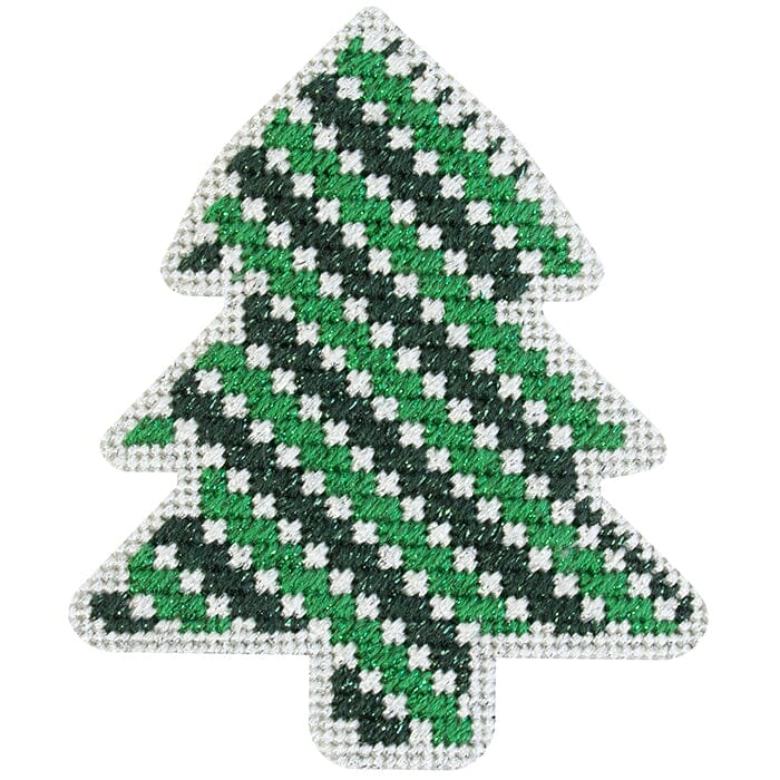 Simple Trees - Green Diagonal Striped Tree Kit Kits Needlepoint To Go 
