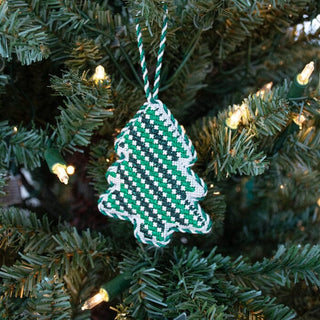 Simple Trees   Green Diagonal Striped Tree Kit Kits Two Sisters Needlepoint 
