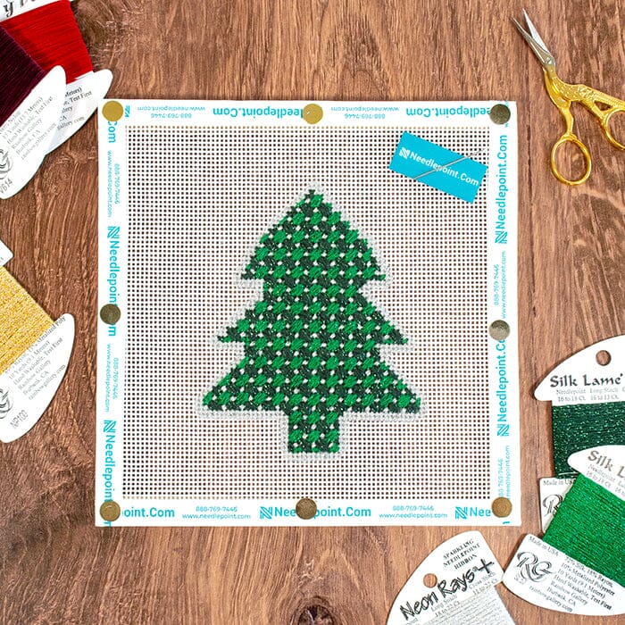 Simple Trees - Green Dot Tree Kit | Needlepoint.Com