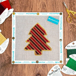 Simple Trees   Red Diagonal Tree Kit Kits Needlepoint To Go 
