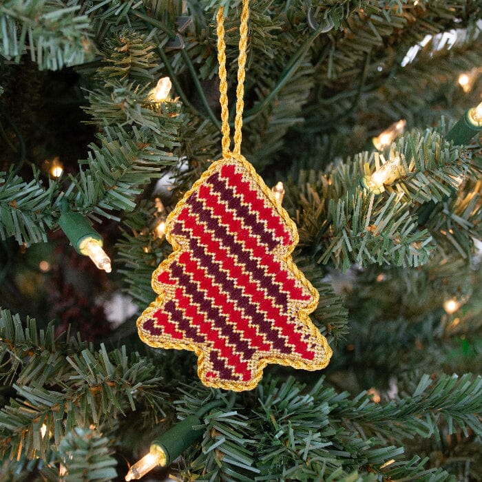 Simple Trees - Red Diagonal Tree Kit Kits Two Sisters Needlepoint 