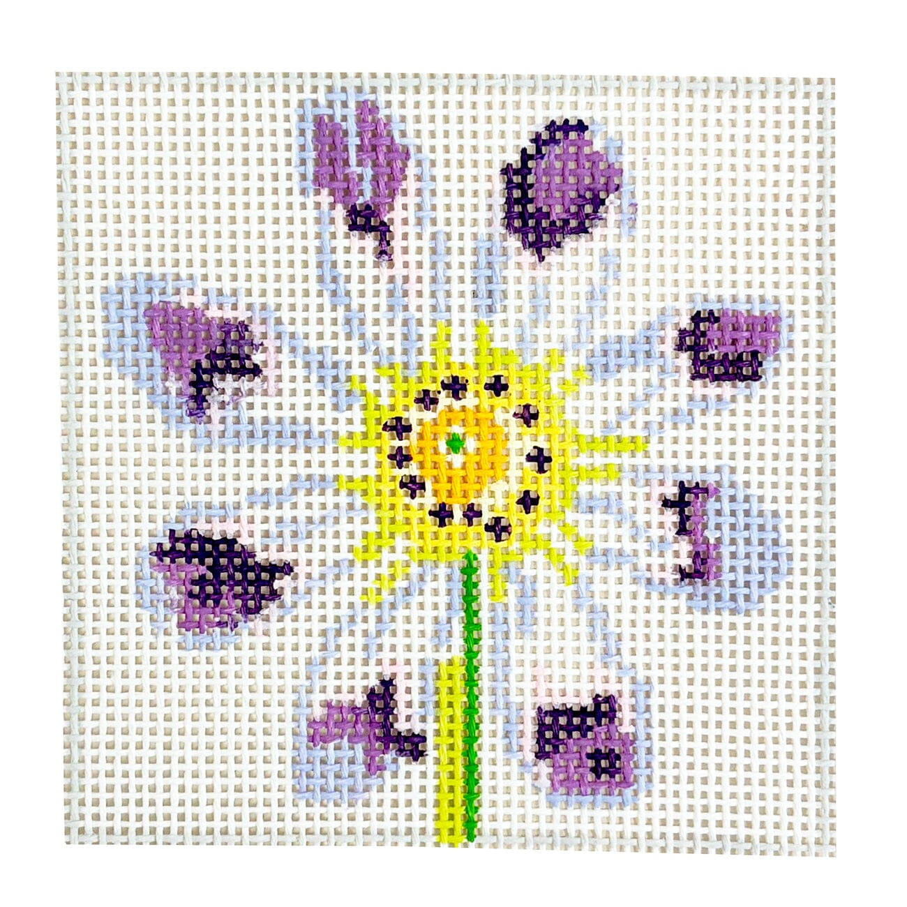Simply Flowers 4" Purple Cosmos Coaster Painted Canvas Jean Smith  - 1