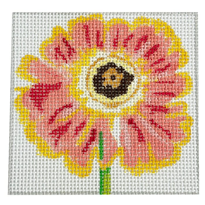 Simply Flowers Button Flower 4" Coaster Painted Canvas Jean Smith  - 1
