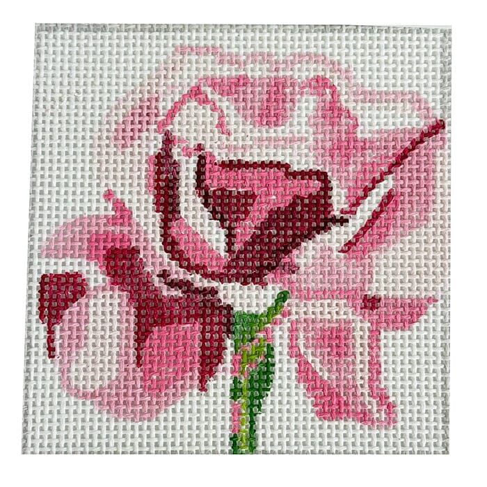 Simply Flowers Pink Rose Coaster Painted Canvas Jean Smith  - 1
