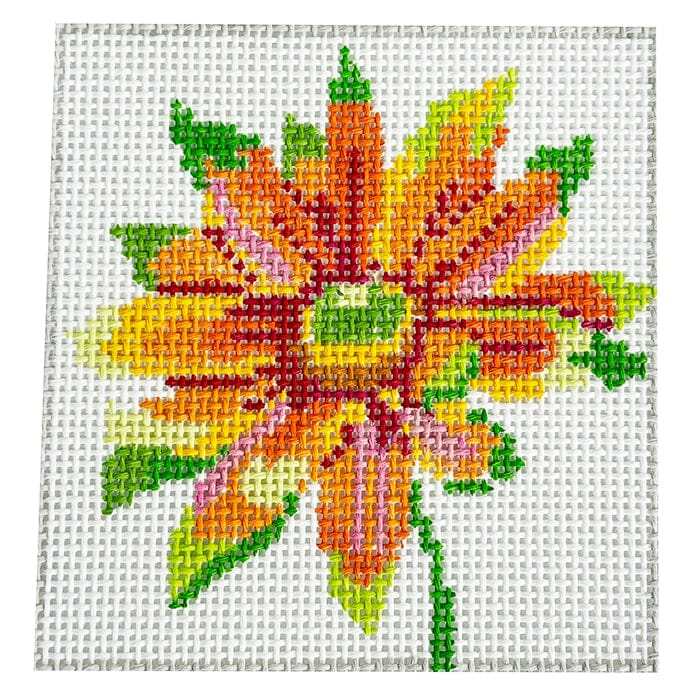 Simply Flowers Tropical Daisy 4" Coaster Painted Canvas Jean Smith  - 1