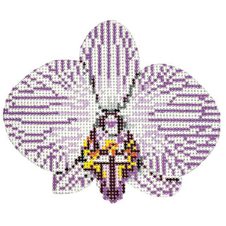 Single Purple Striped Orchid Painted Canvas The Gingham Stitchery 
