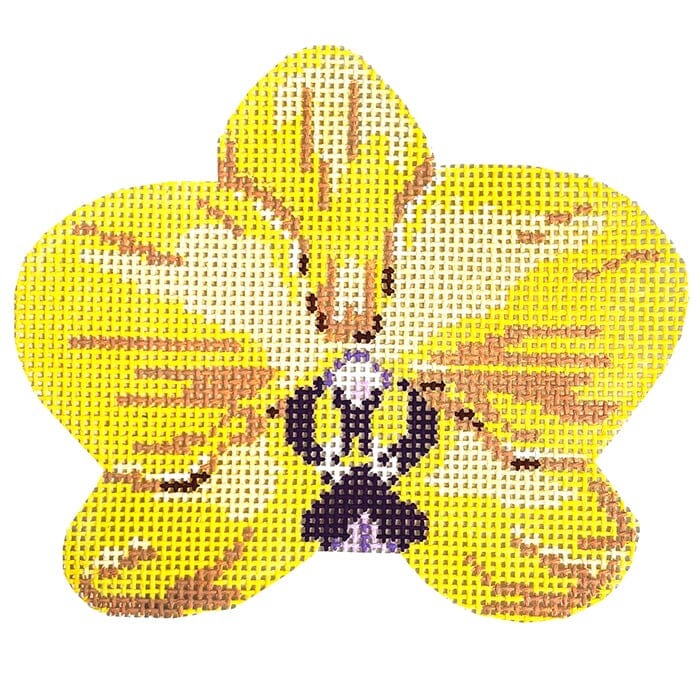 Single Yellow Orchid Painted Canvas The Gingham Stitchery  - 1